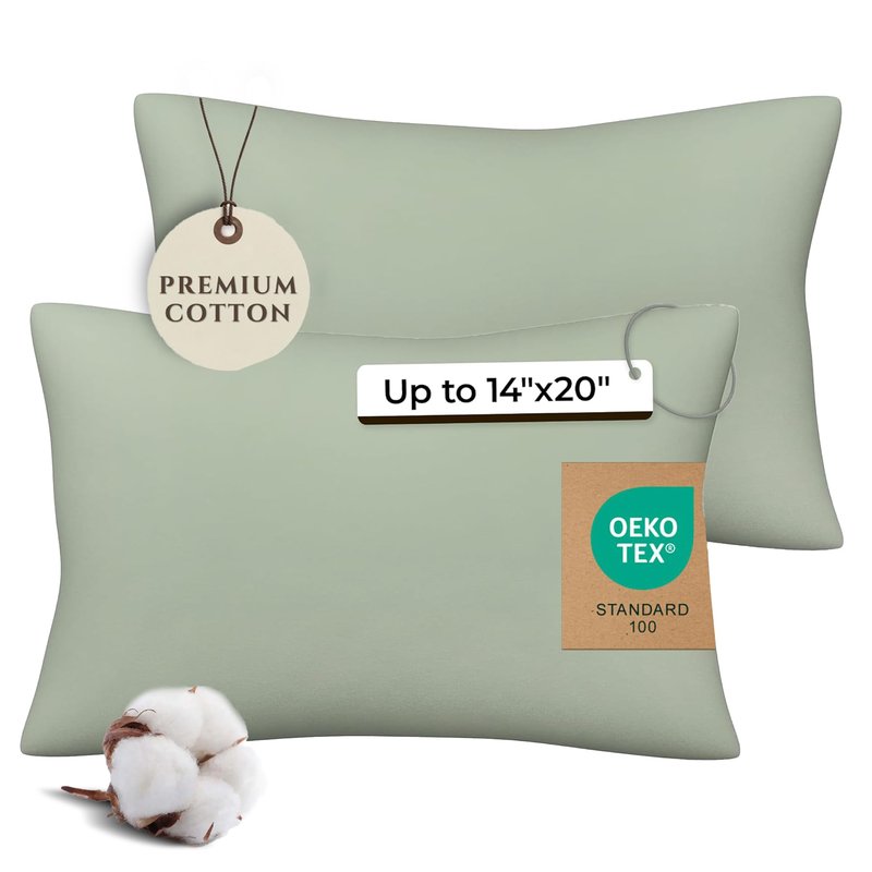 Pobibaby - 2 Pack Premium Toddler Solid Pillowcase Sized 13"x 18" - Ultra Soft Jersey Knit - Crib Pillow, Kids Pillow, Travel Pillow Case Cover (Sage Green)