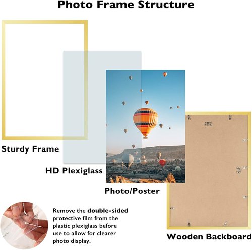 JCJMY Gold Picture Frame - 16x23 Inches for Horizontal & Vertical Wall Display | Ideal for Posters & Photos