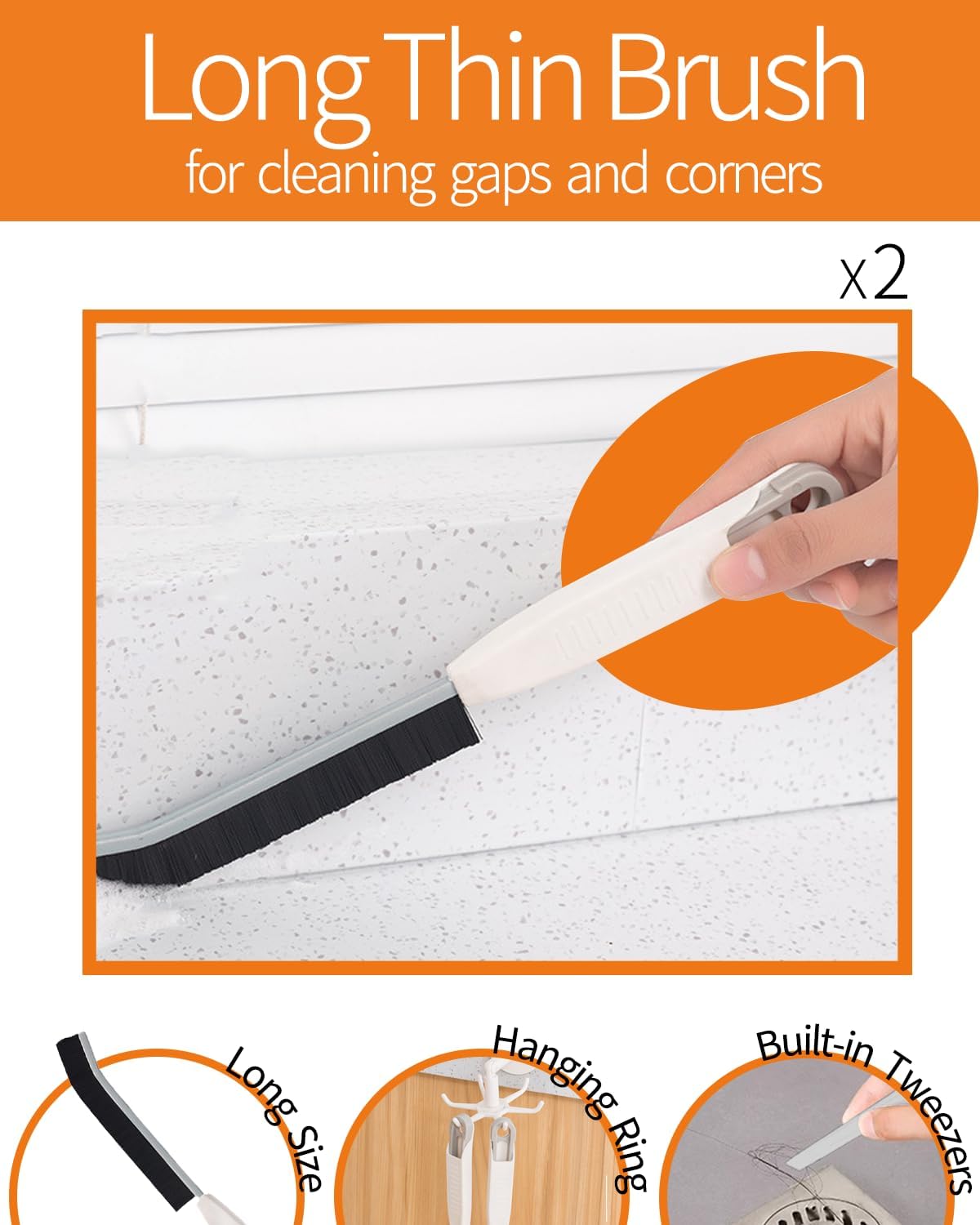 Skiennix Window Sill Cleaner Tool - Hard Bristle Multifunctional Gap Scrub Brush | 8-Piece Home Essentials Set