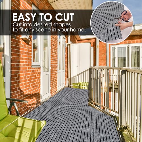 Non-Slip Runner Rug 2ft x 6ft Low Pile Indoor Outdoor Carpet Mat