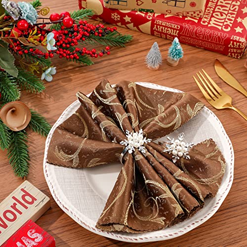 12 Pcs Christmas Snowflake Napkin Rings Holder - Holiday Table Decor