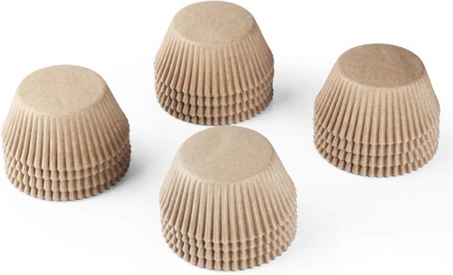Caperci Natural Cupcake Liners - 500 Count Grease-Proof Baking Cups | No Smell Food-Grade Muffin Liners