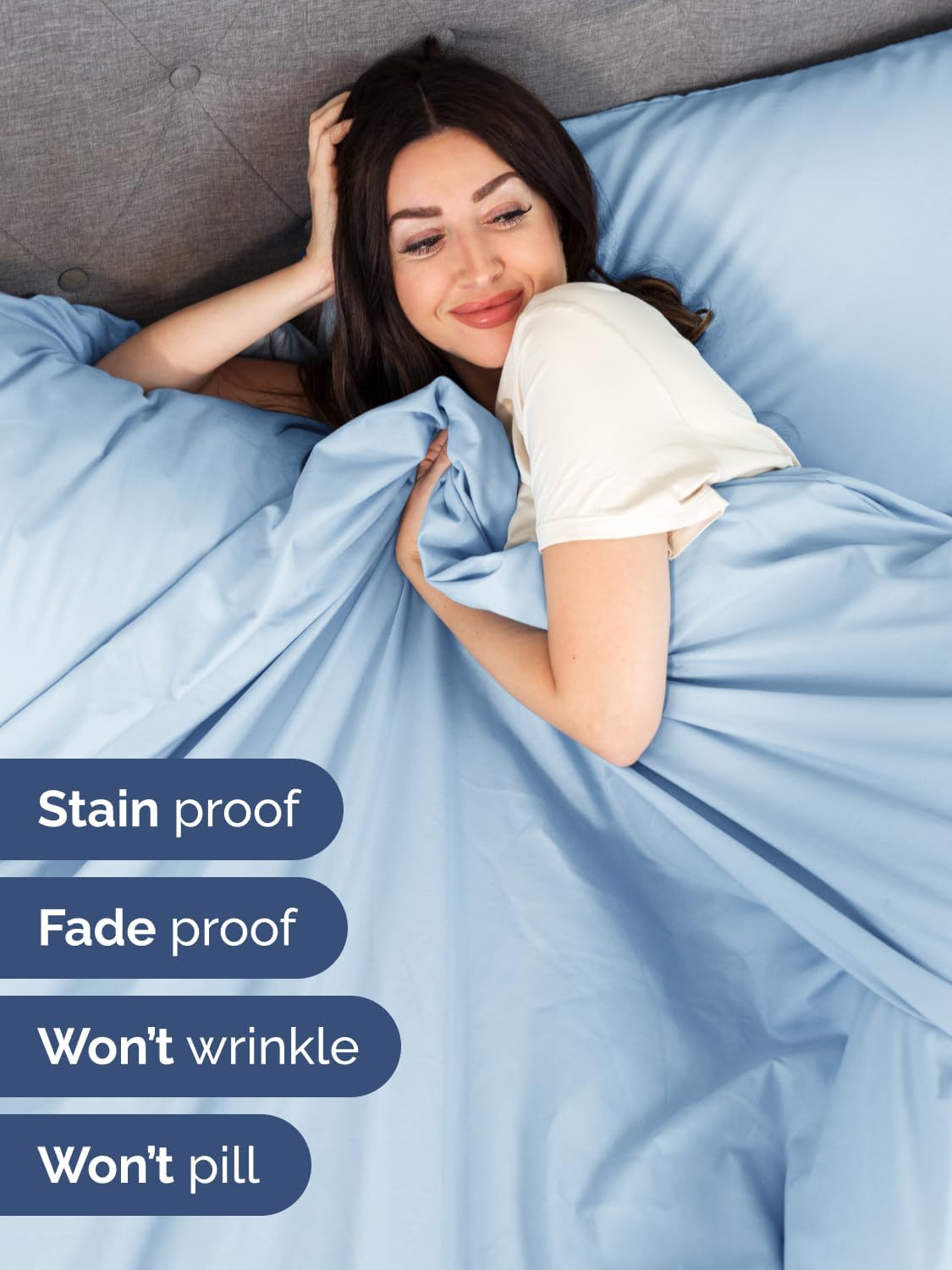 Skiennix Extra Deep King Sheet Set - 6 Piece Breathable Cooling Bedding - Soft Wrinkle-Free Light Blue
