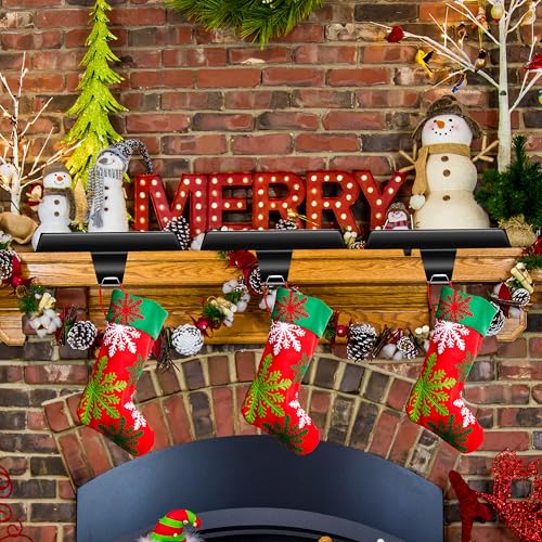 Heavy Duty Black Metal Christmas Stocking Holders for Mantle - Set of 4