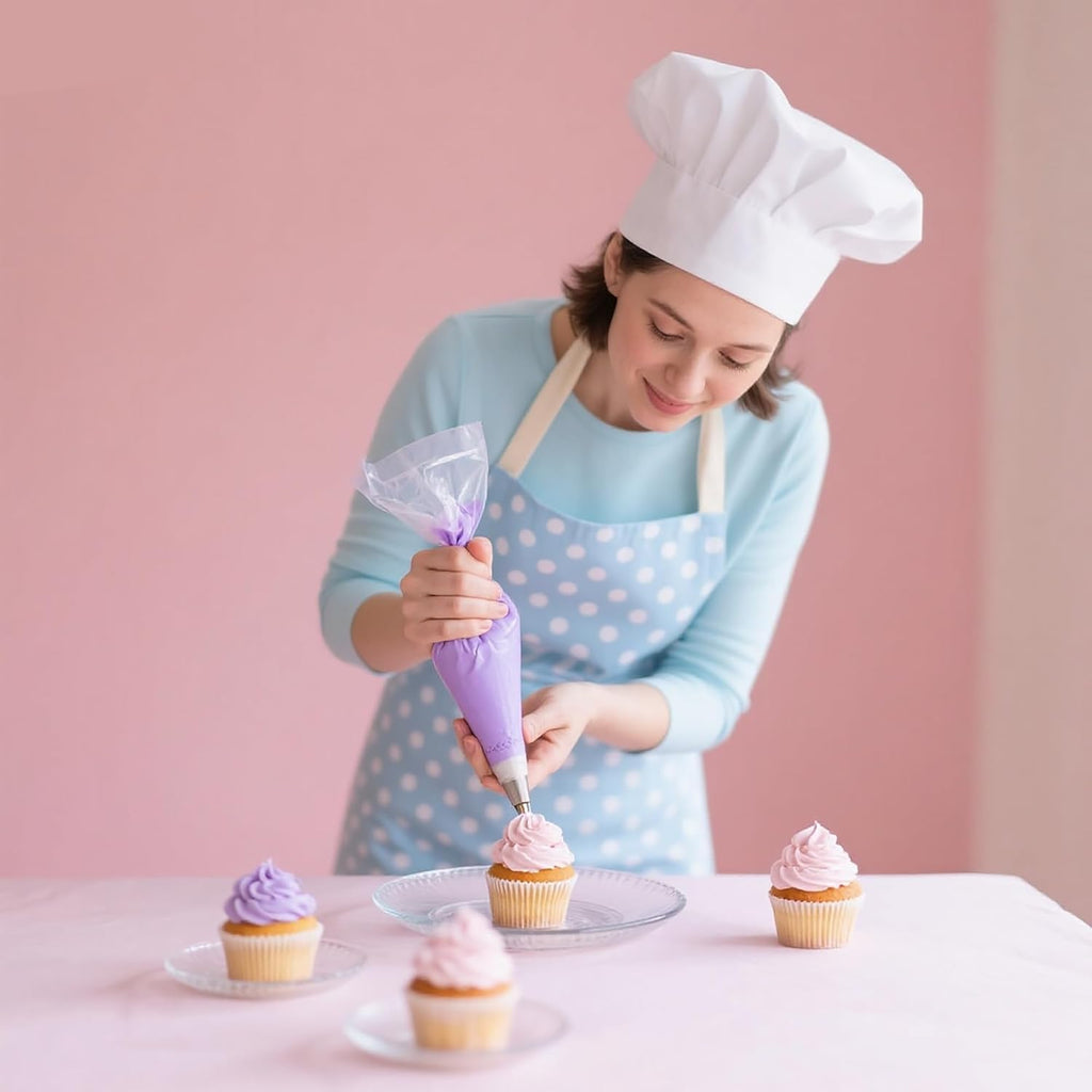 Skiennix Piping Bags and Tips Set - 100pcs Pastry Decorating Kit with 16 Tips & 3 Scrapers (12 Inch)