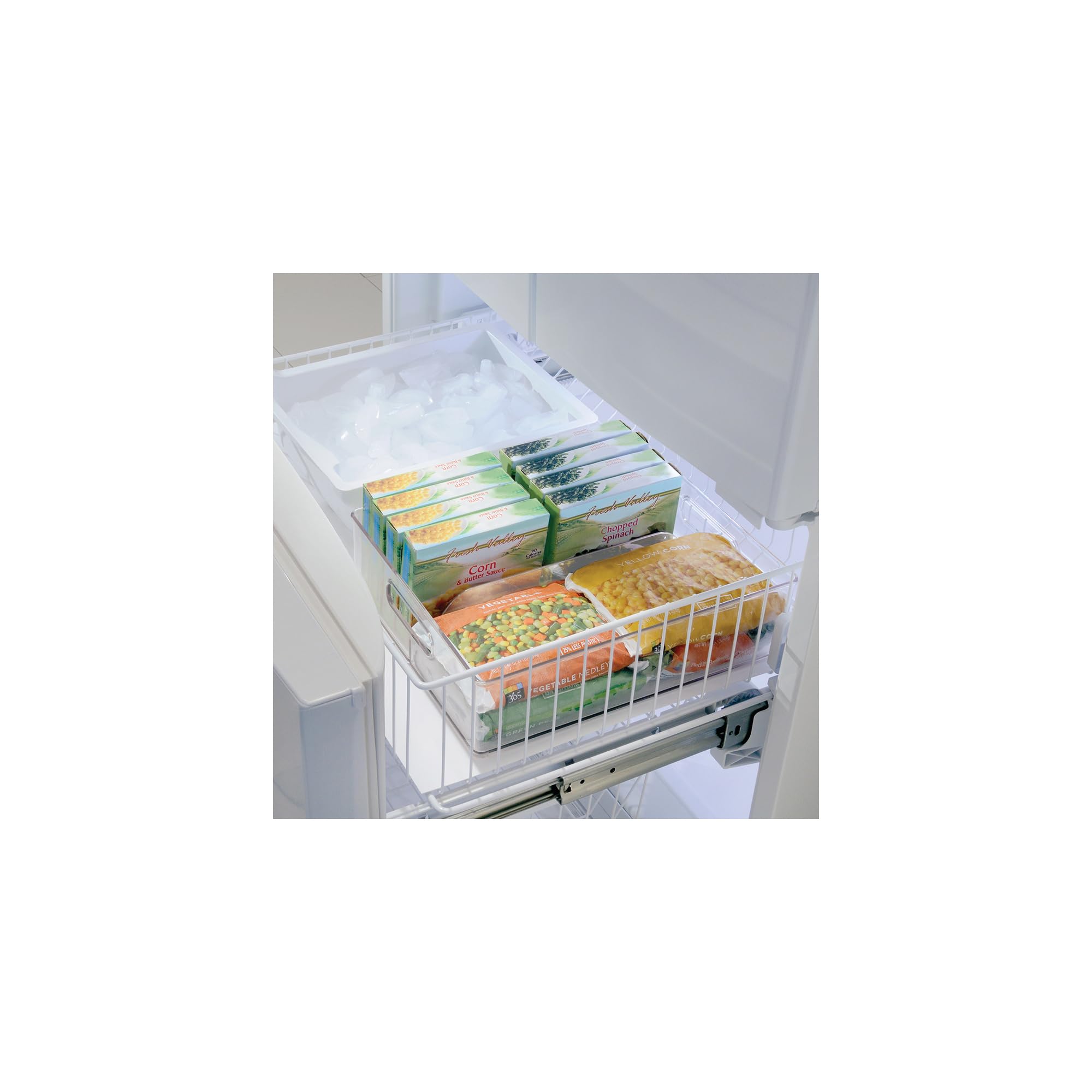 iDesign Divided Pantry Bin with Handles for Pantry, Refrigerator, or Freezer - Set of 3 - Clear