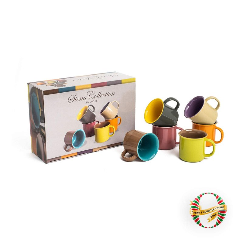 Yedi 20 Oz. Jumbo Ceramic Coffee Tea Beverage Drink Mugs with Handles, Set of 6