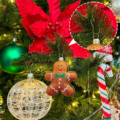 100 Pcs Gold Christmas Ornament Hooks with Storage Box, C-Shape Tree Hangers
