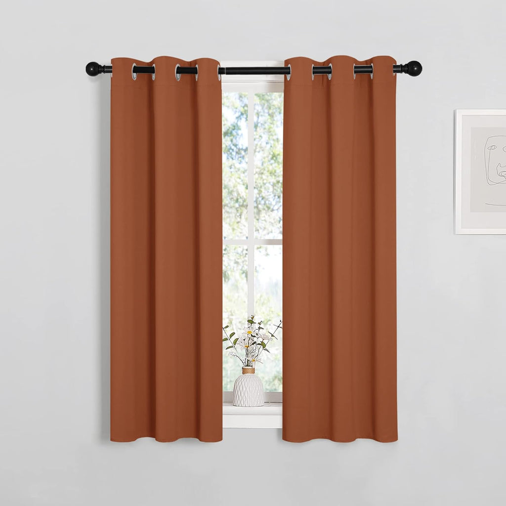 NICETOWN Burnt Orange Blackout Curtains - Thermal Insulated Drapes for Living Room | 29 x 45 Inches (1 Pair)