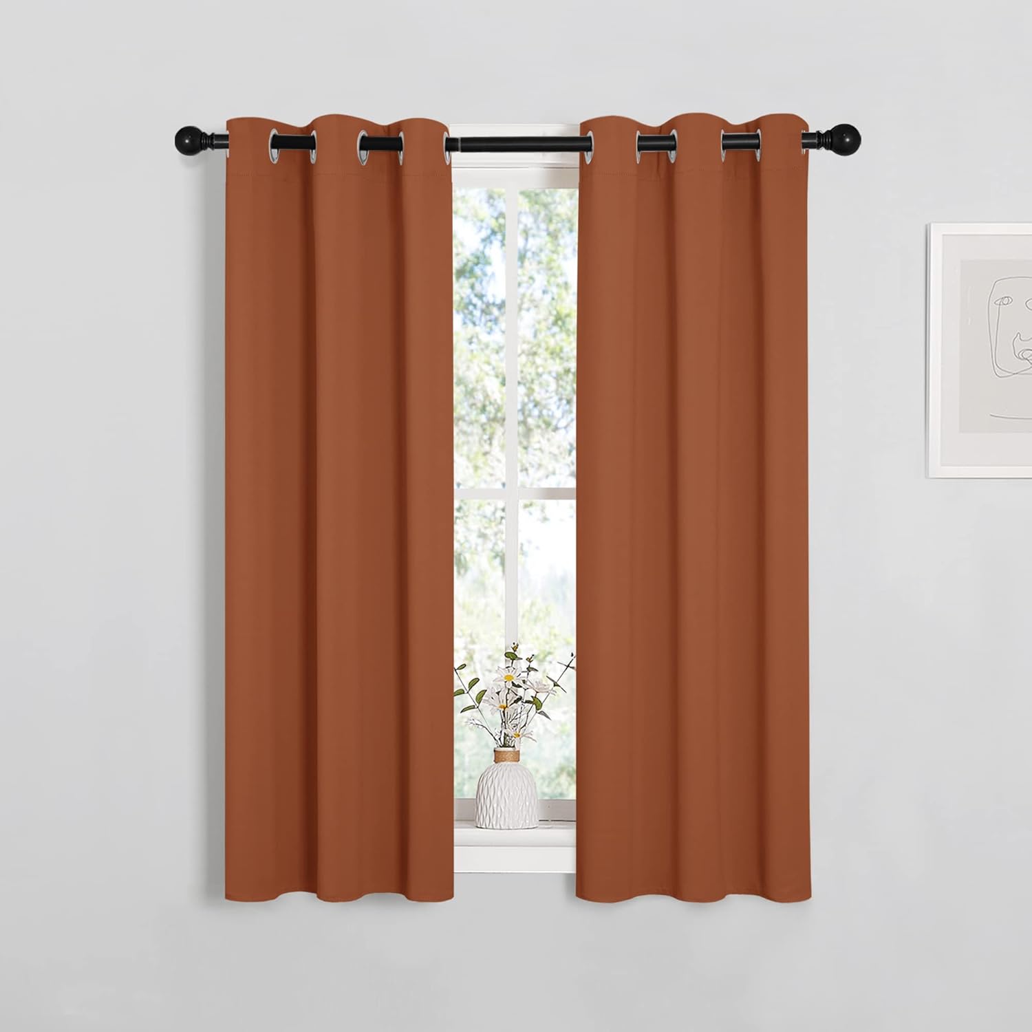 NICETOWN Burnt Orange Blackout Curtains - Thermal Insulated Drapes for Living Room | 29 x 45 Inches (1 Pair)