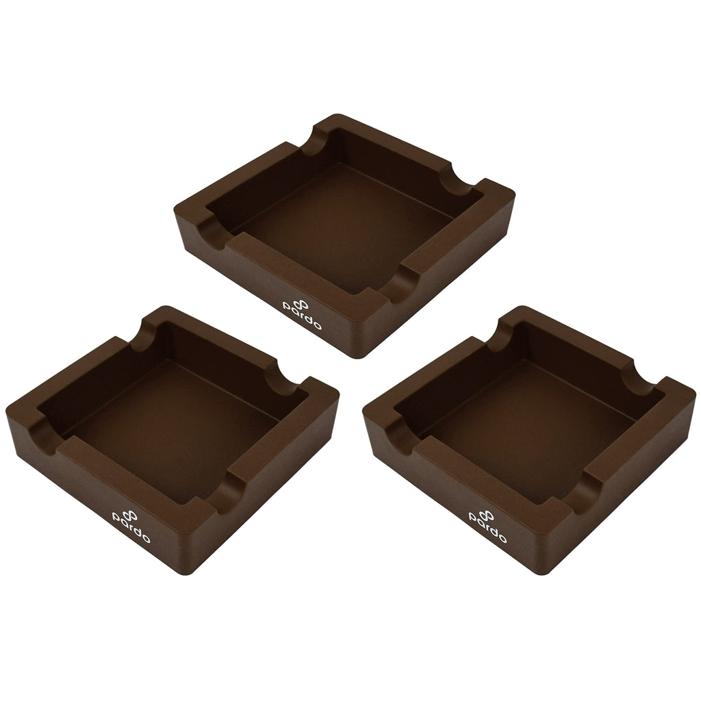 Cigar Ashtrays for Outdoors from Pardo - Silicone Ashtray for Large Ring Gauge Cigars with Built-in 4X Cigar Holder - Unbreakable Cigar Ashtrays for Patio - Brown
