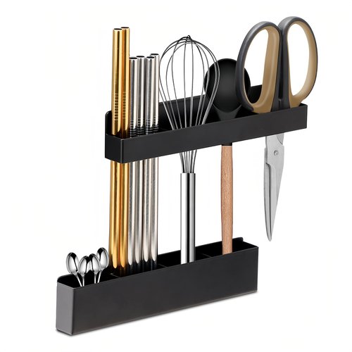 Magnetic Straw Holder for Cabinet Door - Compact Straws Storage Container with Double Sided Adhesive - Drinking Reusable Straws Dispenser for Kitchen Fridge Cupboard