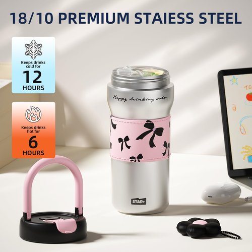SDGA+ 24 oz Travel Coffee Mug with Lid, Stainless Steel Tumbler, Insulated Portable Water Bottle Fits In Cup Holder Resuable Coffee Cup for Women, Sliver