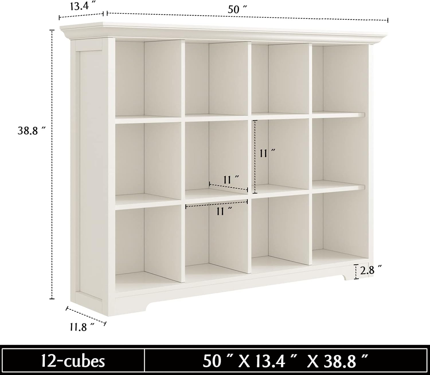 OSCHF Wooden Cube Bookcase - Modern 3-Tier Open Shelf Cabinet for Home & Office, Warm White