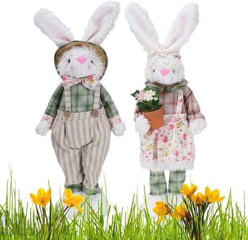 LYFJMUS Easter Bunny Decorations - 30-Inch Large Standing Rabbit Statues for Spring Home Decor | 2-Pack
