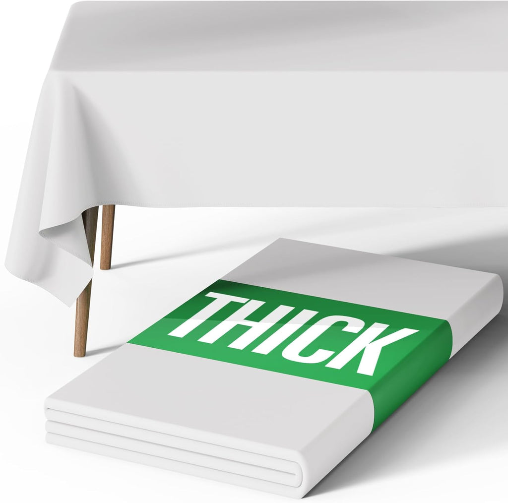Pureegg Rectangle Tablecloth - Durable 60" x 84" Polyester for Outdoor Parties, Weddings & Picnics, White