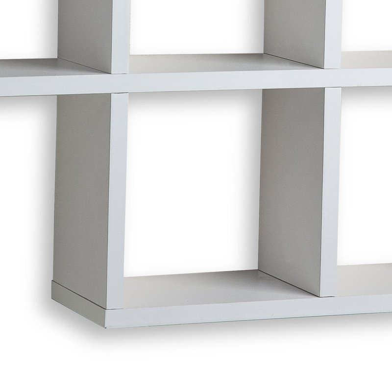 Danya B. XF11056WH Decorative Shelf – Wall Mount or Free Standing - Square Cubbies Shelving Unit – White Laminate