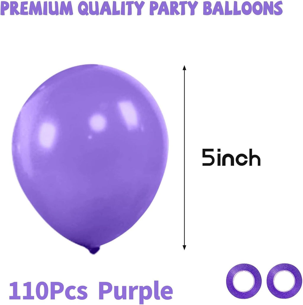 Purple Balloons - 110 Pcs 5-Inch Mini Thick Latex Balloons for Birthday & Baby Shower Decor