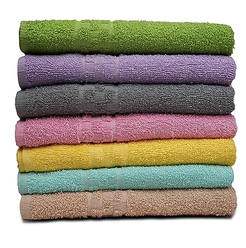 7-Pack Ultra Soft Cotton Bath Towels, 30" x 54" Large Absorbent Towel Set