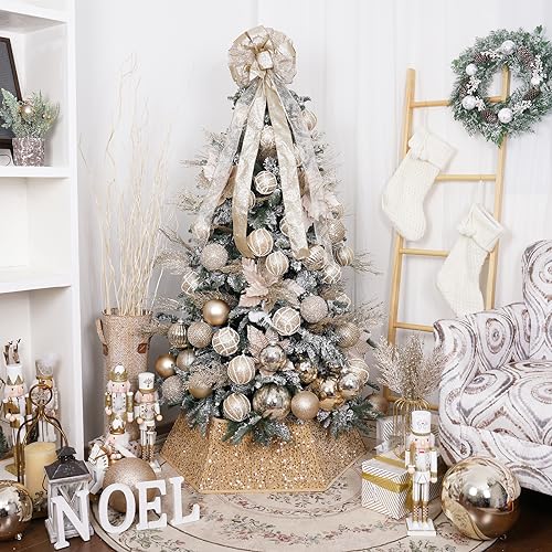 Champagne Gold Sequin Christmas Tree Collar - 33.5 Inch Base Cover