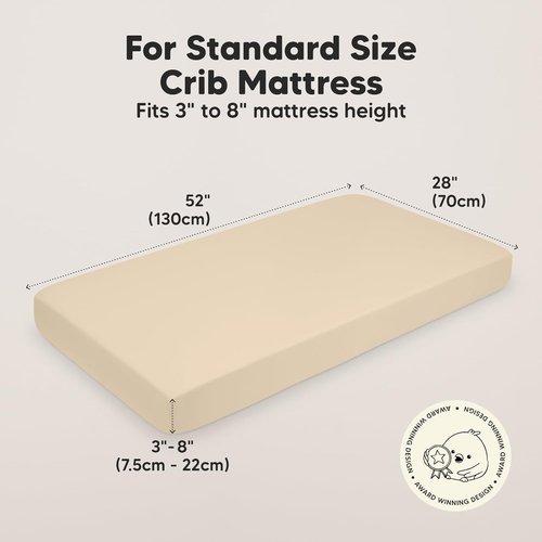 KeaBabies Baby Crib Sheets - Soft & Cozy 2-Pack Fitted Viscose Bamboo Toddler Bedding | 52x28 (Khaki)