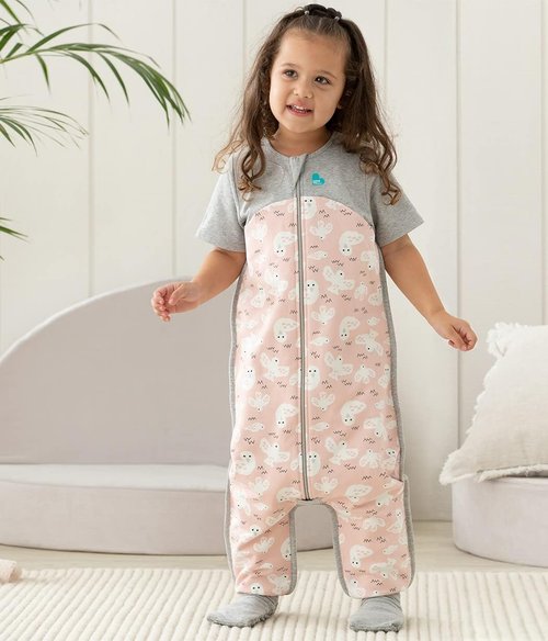 Love To Dream Organic Toddler Wearable Blanket - Super Soft Sleeping Sack with Footies, 4T | Pink, 1.0TOG