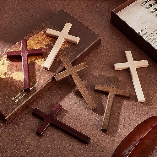 6PCS Wooden Prayer Cross Set Handheld Christian Crosses for Worship & Meditation