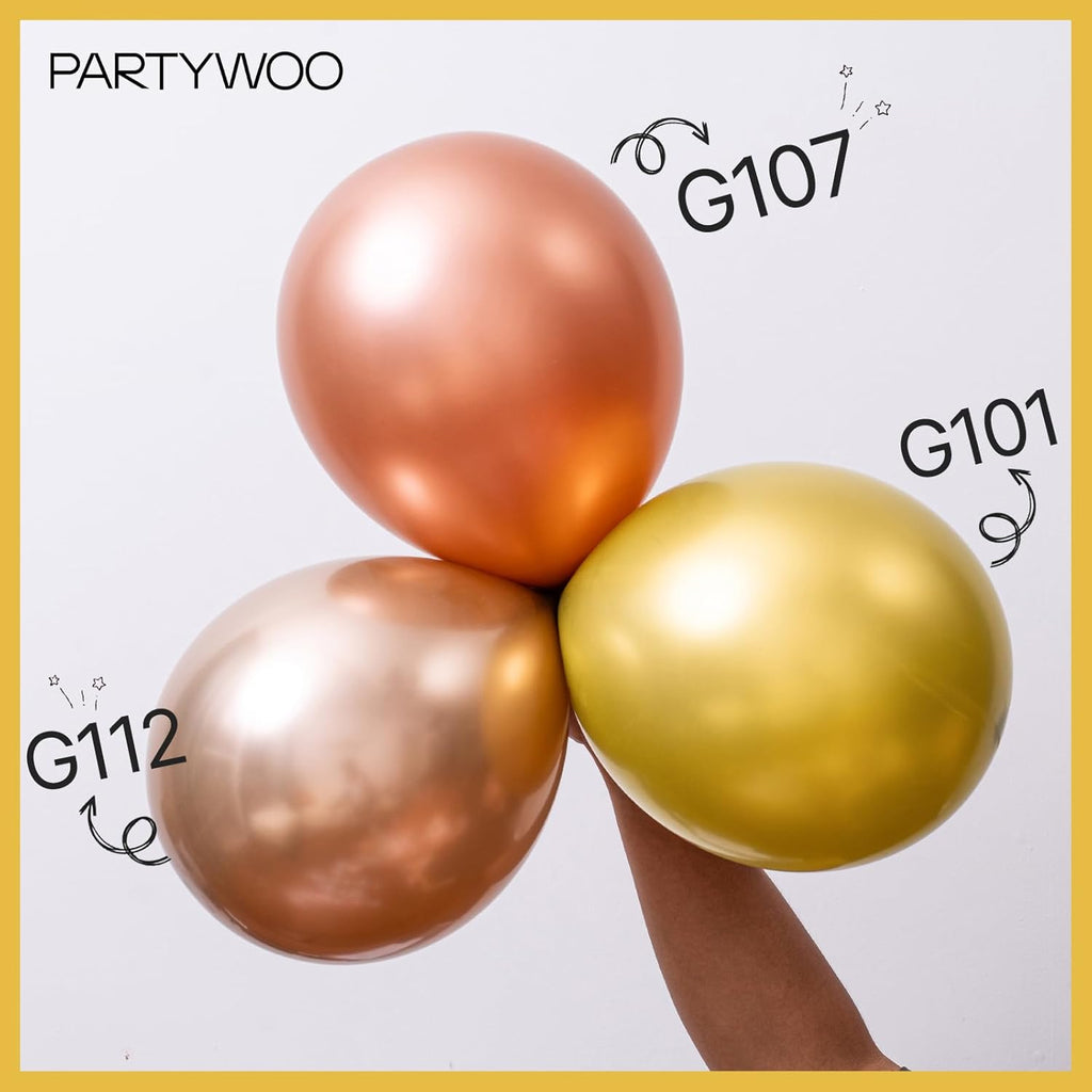 PartyWoo Black and Gold Balloon Arch Kit - 140pcs in 5-18 Inch Sizes for Birthday & Graduation Celebrations