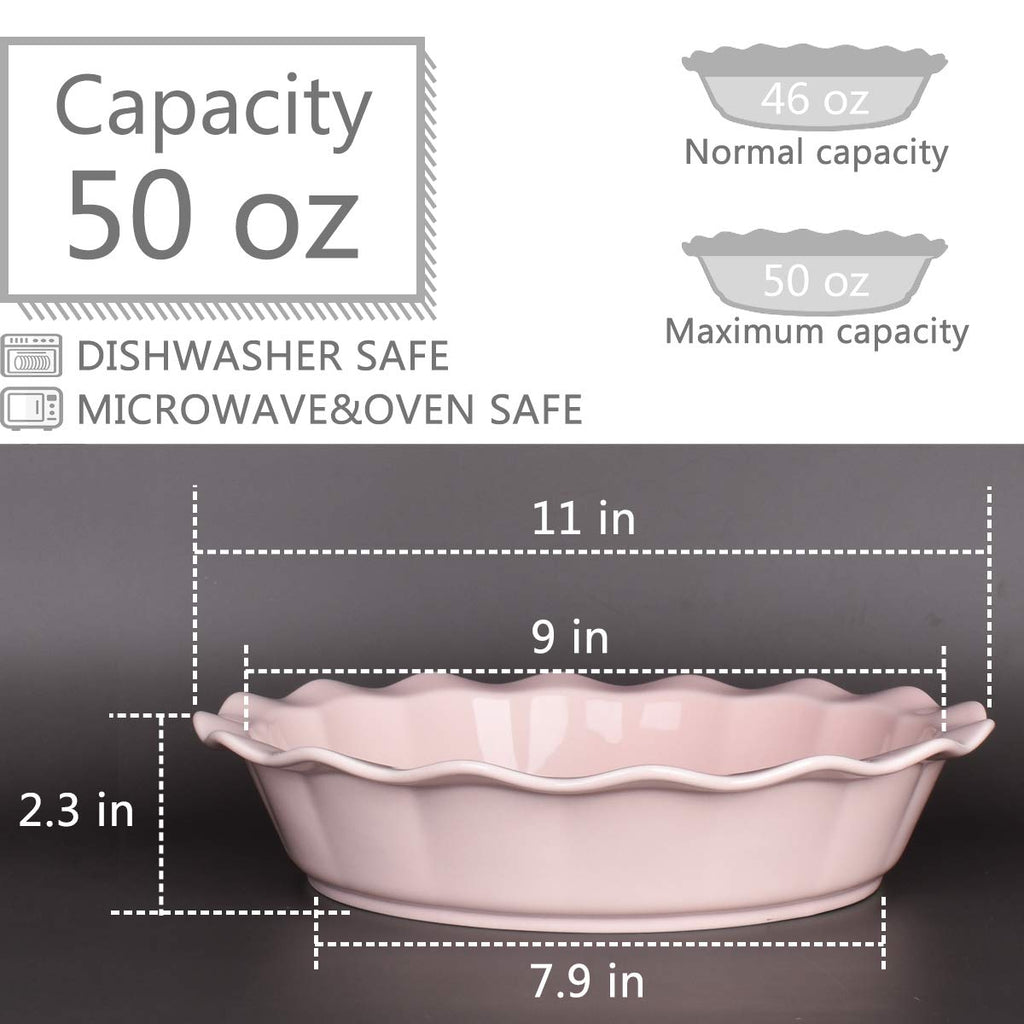 Bosmarlin Ceramic Pie Pan, 9 Inches Pie Dish, 50 oz, Pie Plate for Baking, Microwave, Oven Safe and Dishwasher safe (Deep Blue, 9 inches)