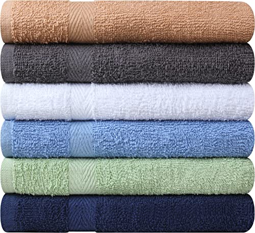 100% Cotton Bath Towel Set 6-Pack Quick Dry Super Absorbent 27x54