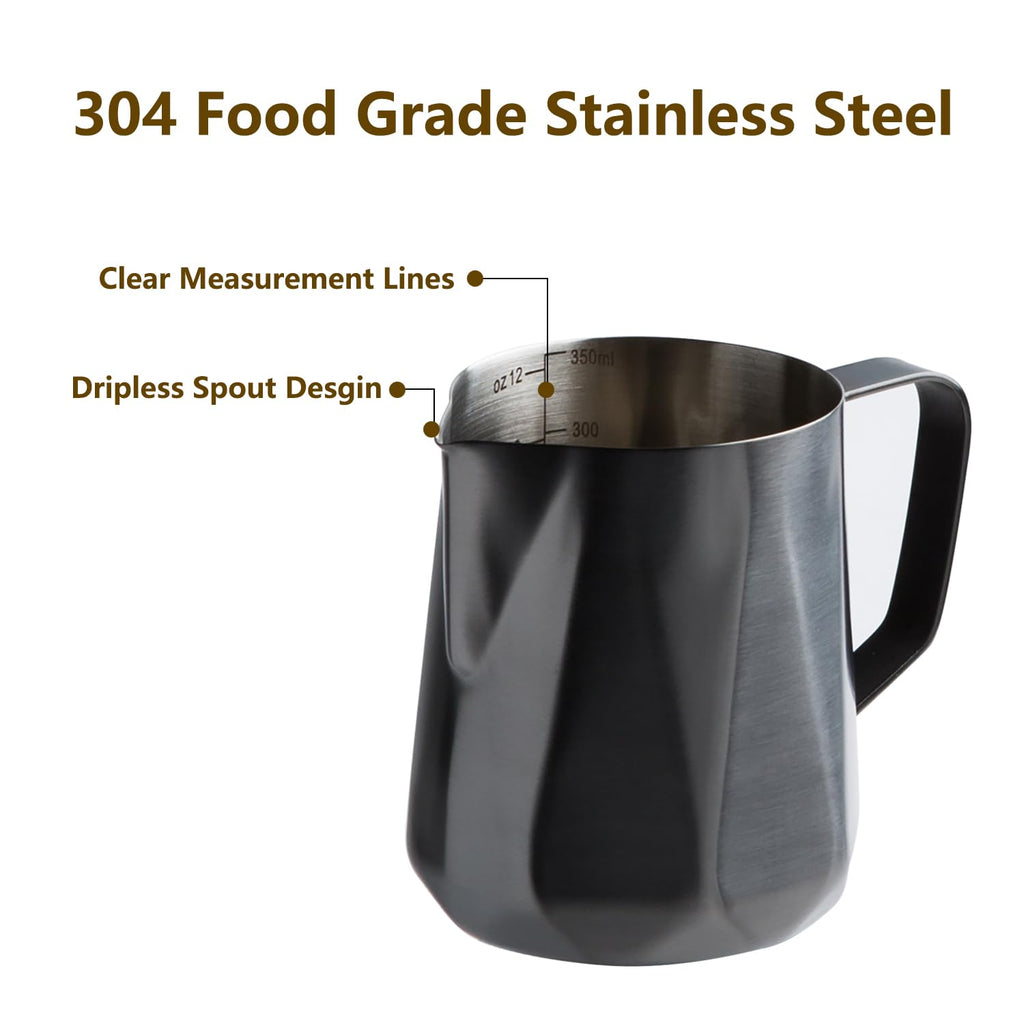 Milk Frothing Pitcher, 350ml/600ml Milk Frothing Cup Stainless Steel Kettle (12oz/20oz) Coffee Bar Cappuccino Espresso Machine Accessories Barista Tools (20oz)