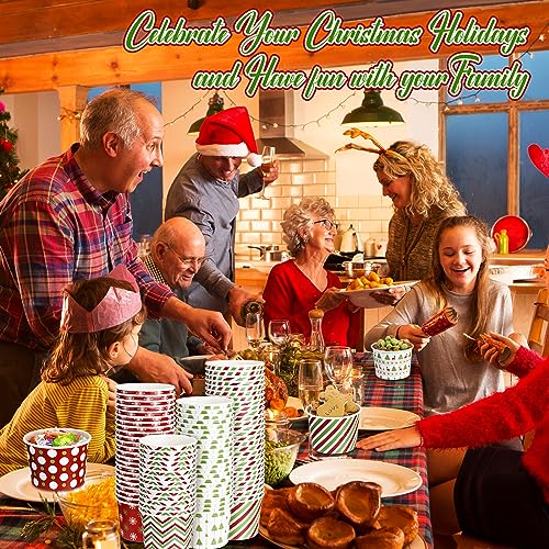 120 Pcs Christmas Disposable Dessert Bowls 9 oz, 6 Styles - Sliner