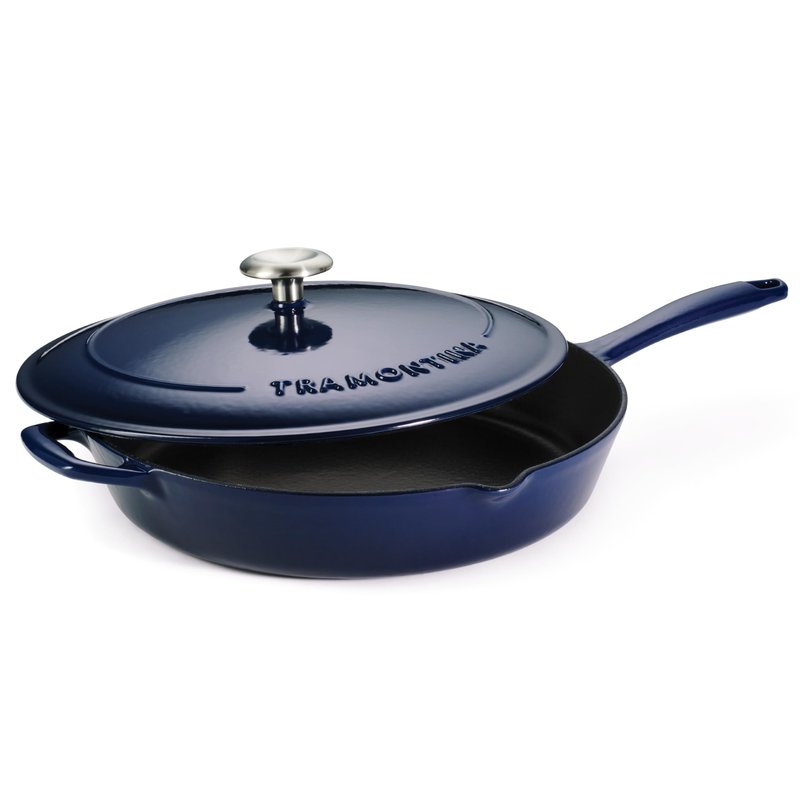 Tramontina Bestow Enameled Cast Iron Skillet with Lid, 12-inch Frying Pan, Sunrise