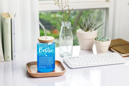 NewEleven Gift For Friends, Bestie - Gifts for Women Friendship - Unique Friendship Gifts For Women, Friend, Bestie, Bff, Soul Sister, Work Bestie - 16 Oz Coffee Glass