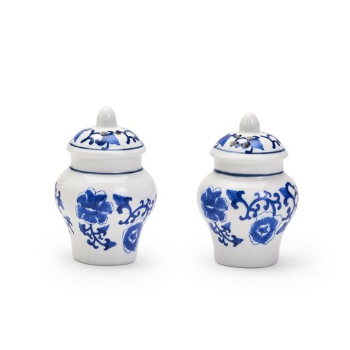 Two's Company Chinoiserie Mini Ginger Jar Salt and Pepper Shaker Set in Gift Box