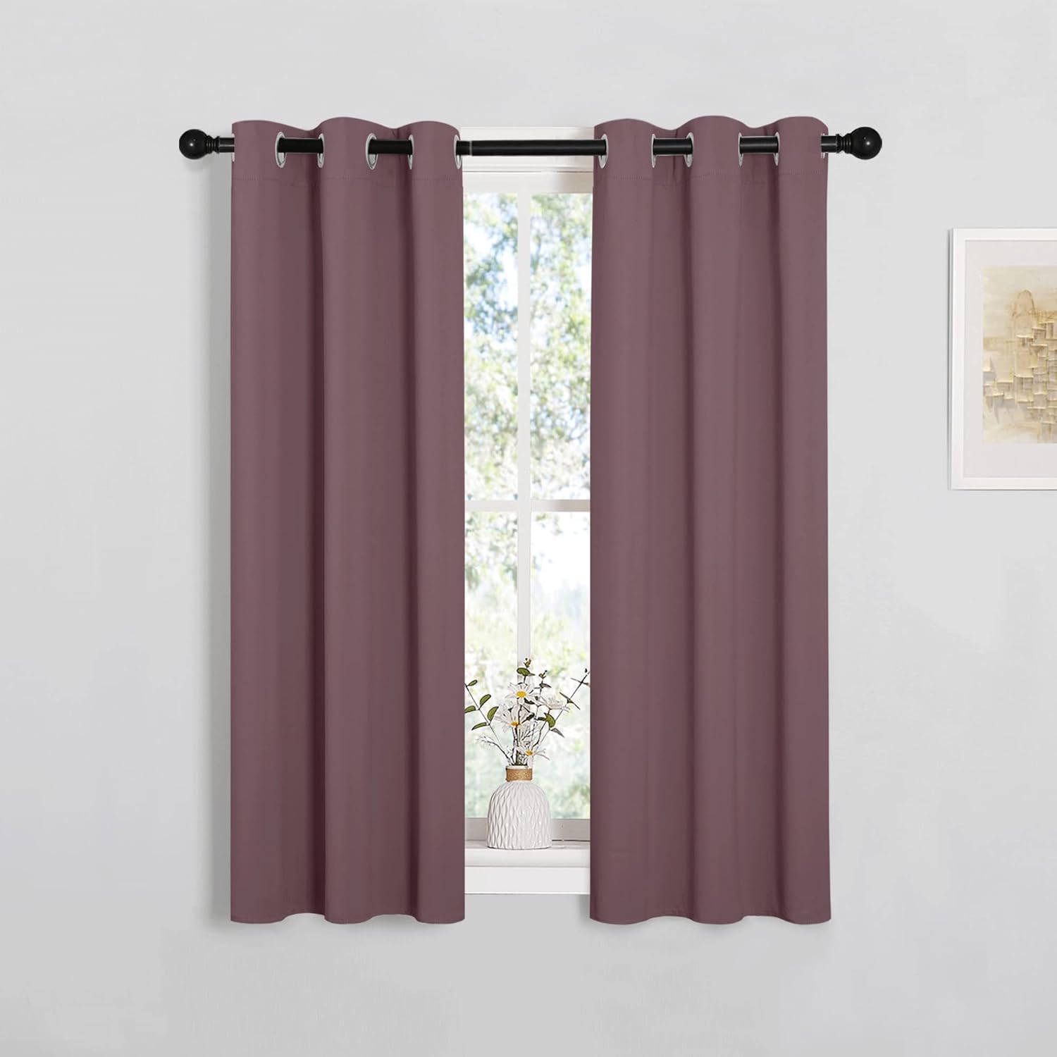 NICETOWN Blackout Curtain Panels - Thermal Insulated Draperies for Small Windows | 29x40 Inches, Dry Rose