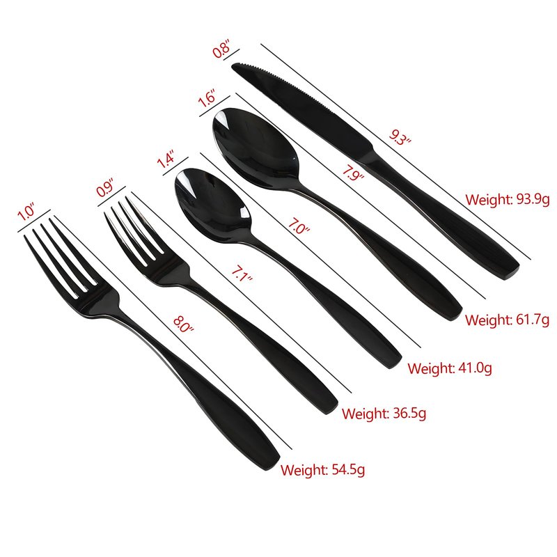 Wekioger Matte Black Stainless Steel Flatware 80 Pieces, Table Dinner Silverware Set for 16