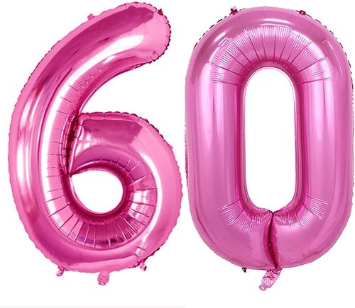 GOER Jumbo 42-Inch Hot Pink Helium Balloons - 60th Birthday Party Decorations