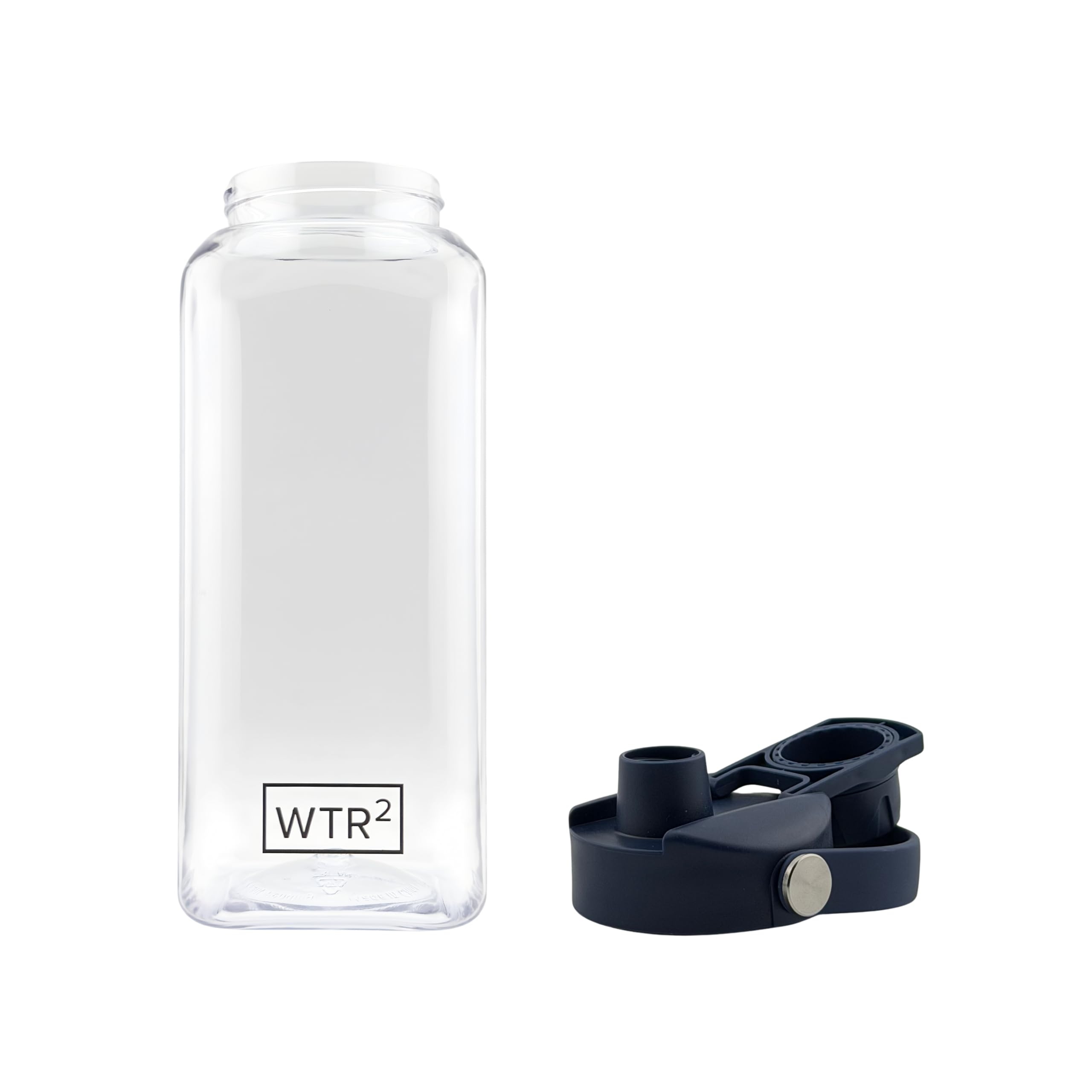 WTR² 32oz Square Water Bottle, Clear, Leakproof Lid, BPA/BPS-Free Tritan, Lightweight & Impact Resistant for Work, Gym & Everyday Use