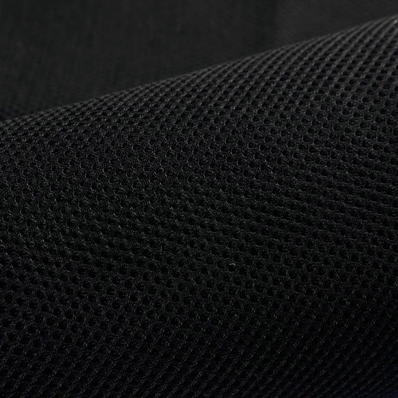 Breathable 3D Sandwich Mesh Fabric - Elastic Polyester Material (Black, 1M x 1.6M)