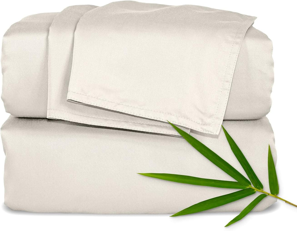 Pure Bamboo Queen Sheets - Luxuriously Soft 100% Organic Viscose Bed Sheet Set | Cooling & Durable (Queen, Creme)