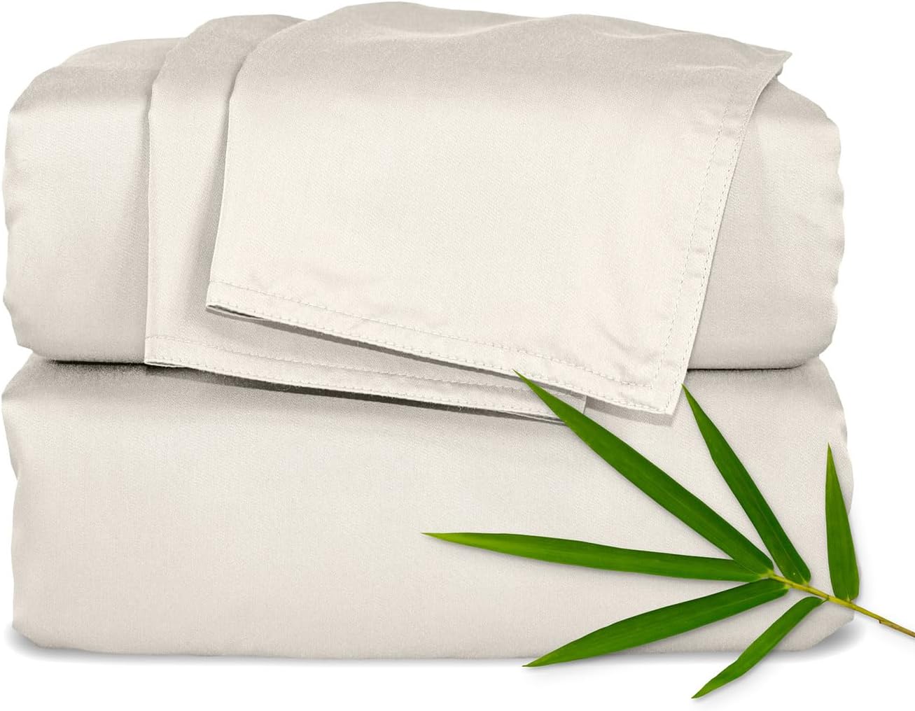 Pure Bamboo Queen Sheets - Luxuriously Soft 100% Organic Viscose Bed Sheet Set | Cooling & Durable (Queen, Creme)