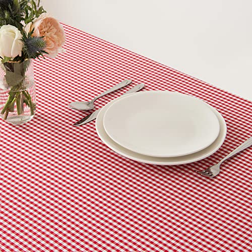Heavy Weight Checkered Waterproof & Wrinkle-Resistant Tablecloth 120 x 60 Inch Red & White