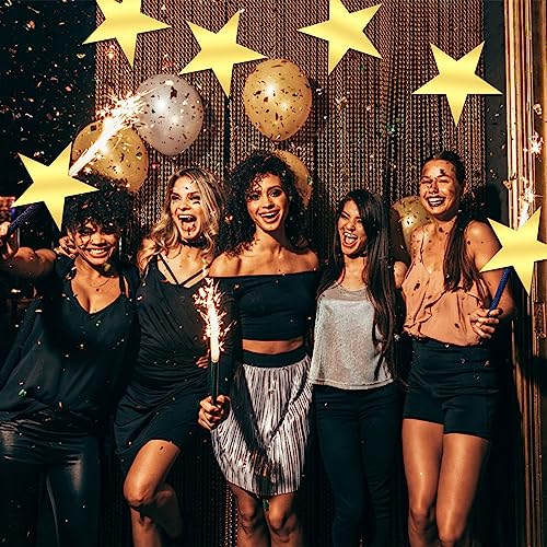 40 Pcs 11-Inch Gold Star Cutouts - Double-Sided Cardstock Party Decor