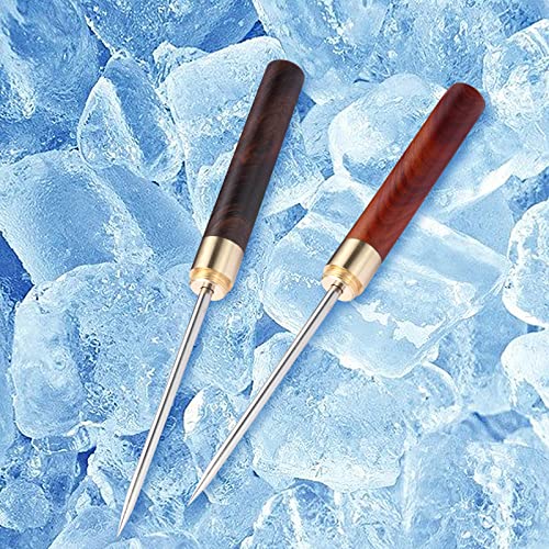 KABUDA 9-Inch Stainless Steel Ice Picks Set with Safety Covers, Non-Slip Wooden Handles