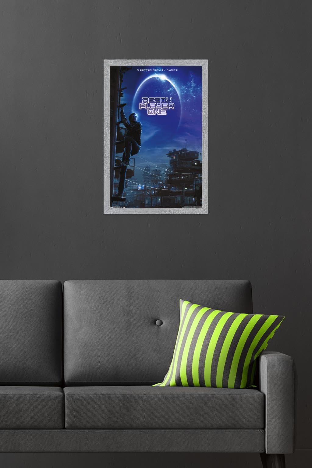 Ready Player One - One Sheet Wall Poster, 22.4L" x 14.7W", Gray Framed Version