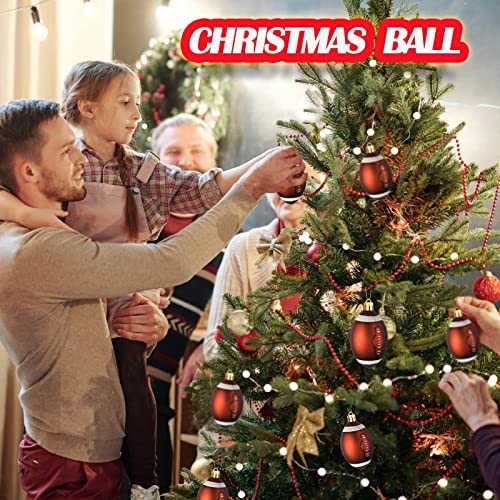 Sports Theme Christmas Tree Ball Ornaments - Set of 6 Red Baubles