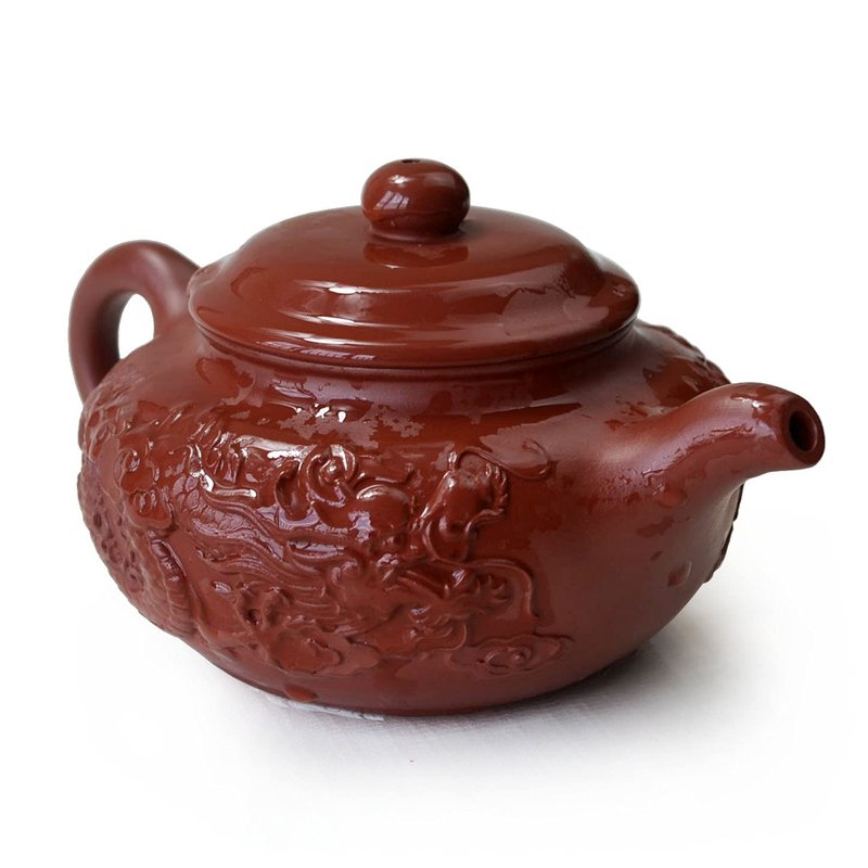 Yxhupot Teapot 8.6oz Chinese Dragon Yixing Clay Zisha Classics Pot Genuine Black Infusers Tea (Red dragon)