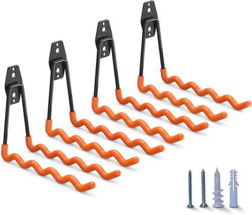 HUPBIPY Heavy Duty Garage Hooks - 4 Pack Wall Mounted Tool Organizer for Ladders, Bikes & More