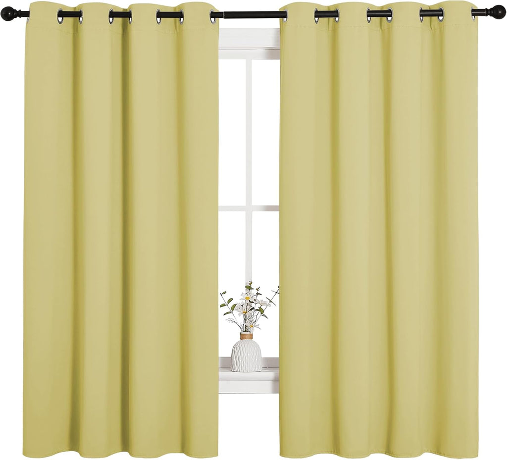 NICETOWN Blackout Curtain Panels - Thermal Insulated Draperies in Paler Yellow | 55 x 68 Inches (1 Pair)